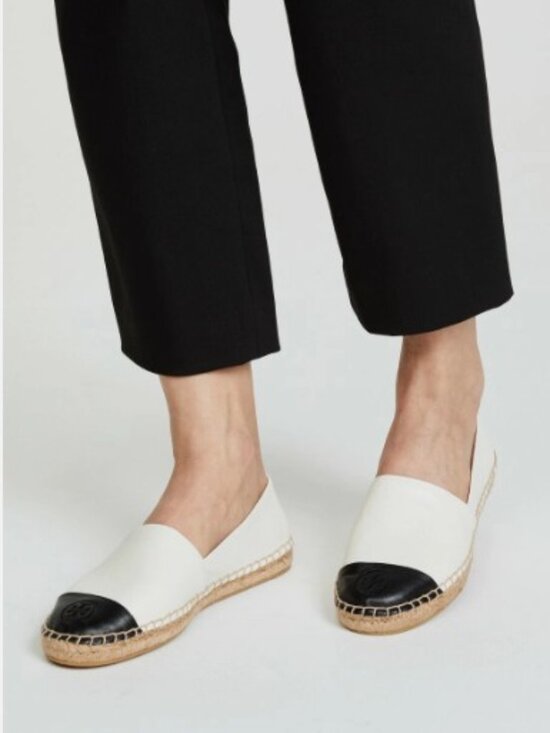 Tory Burch Shoes - Tory Burch Two Tone Cap Toe Leather Espadrille Flat